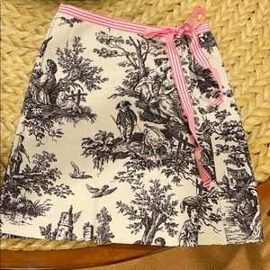 Toile Wrap skirt with ribbon tie